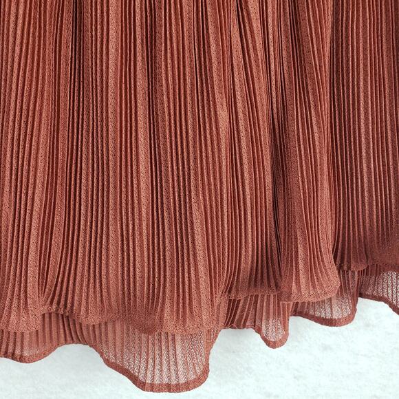 Y2K Express Size M Babydoll Tank Top Brown Accordian Crinkle Country Festival - Picture 2 of 9